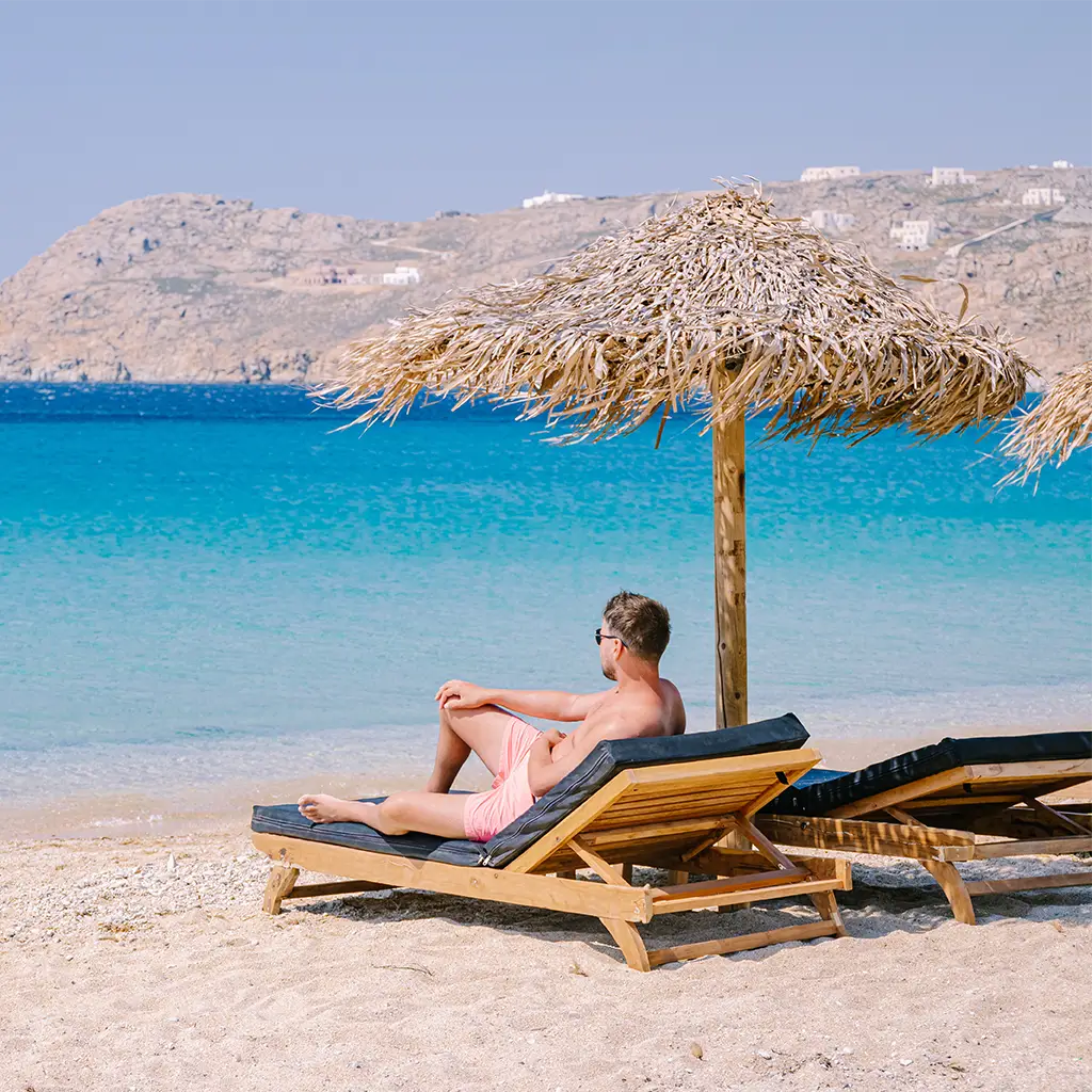 Elia Beach in Mykonos, Greece