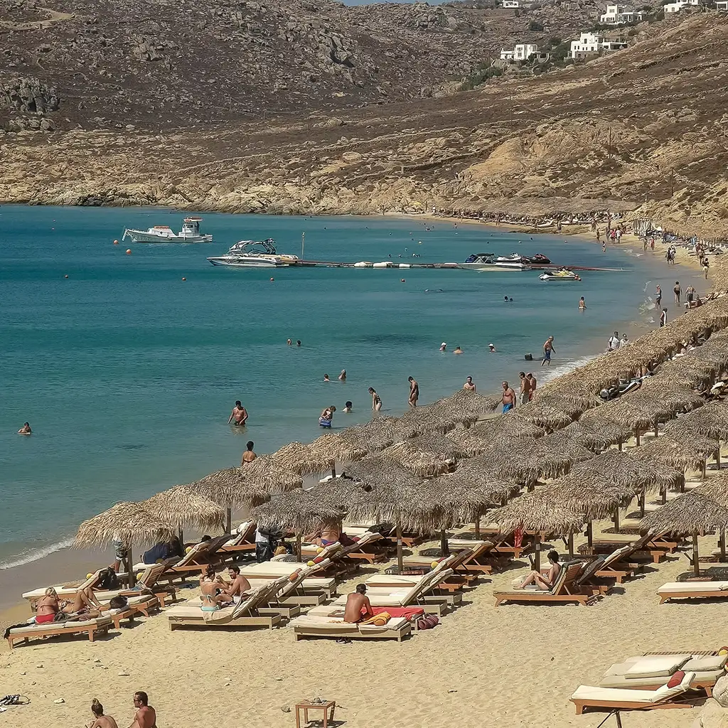 Elia Beach in Mykonos, Greece